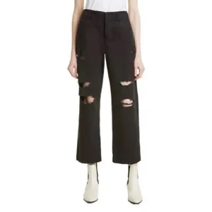 🆕 FRAME DENIM | Women's Le Tomboy Washed Noir Rips Trousers NWT Size 30