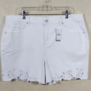 04092 Lane Bryant white denim Boyfriend Midi short w/lace hem 18 NWT