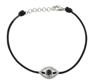 0.41ct tw Protective Evil Eye Diamond & Blue Sapphire Cord Bracelet