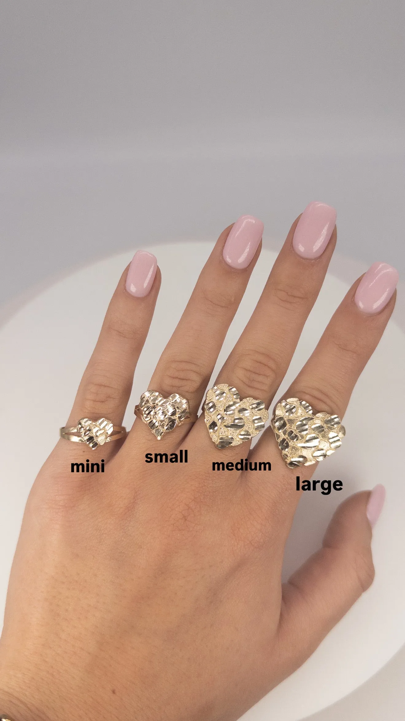 10KT Gold Heart Nugget Ring: Medium