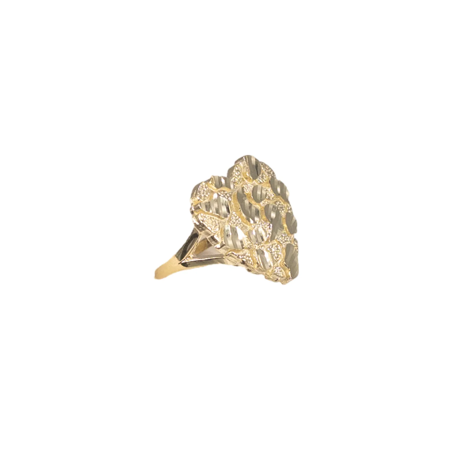 10KT Gold Heart Nugget Ring: Medium
