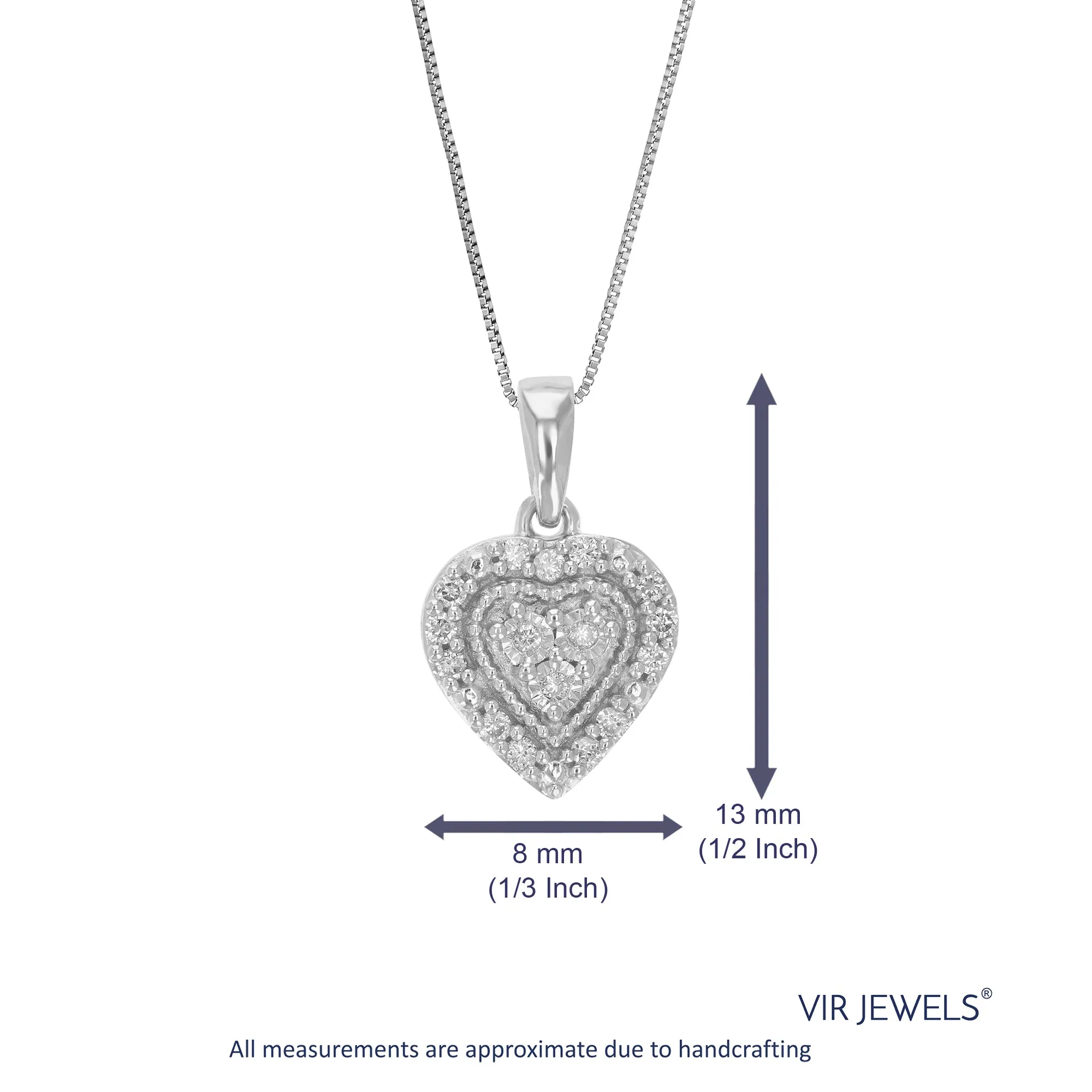1/10 cttw Lab Grown Diamond Heart Cluster Pendant in Silver