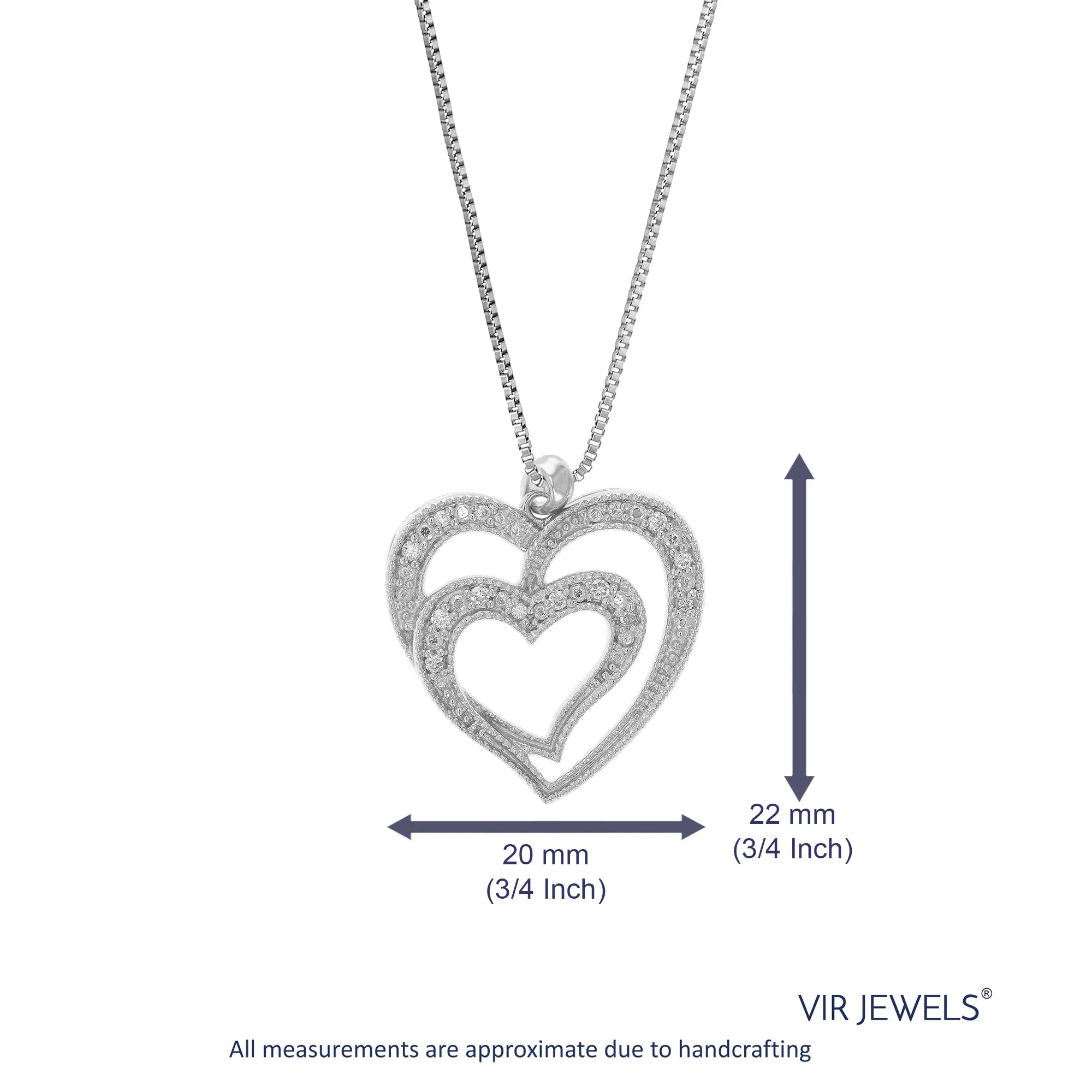 1/10 cttw Lab Grown Diamond Heart Shape Pendant in Sterling Silver