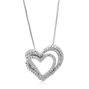 1/14 cttw Lab Grown Diamond Double Heart Pendant in Sterling Silver
