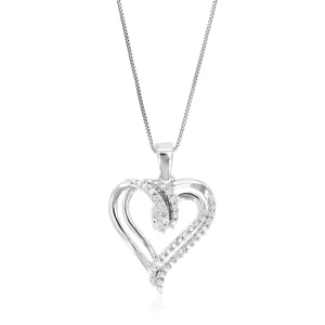 1/20 cttw Lab Grown Diamond Heart Love Pendant in Sterling Silver