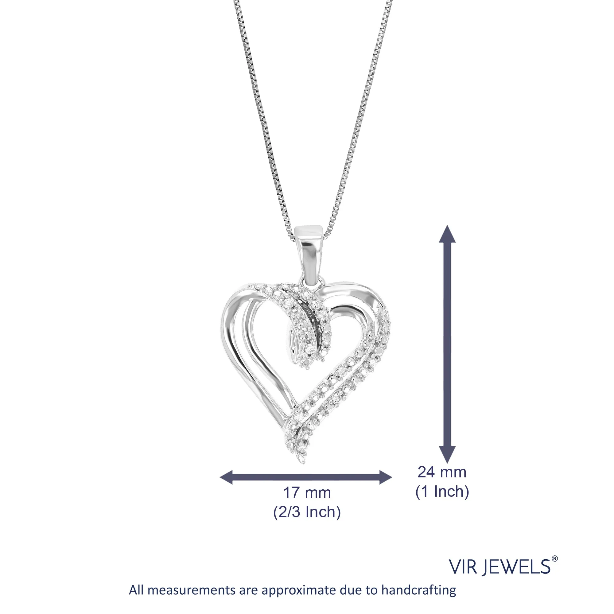 1/20 cttw Lab Grown Diamond Heart Love Pendant in Sterling Silver