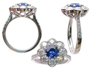 1.24carat Royal Blue Sapphire & Diamond Ring