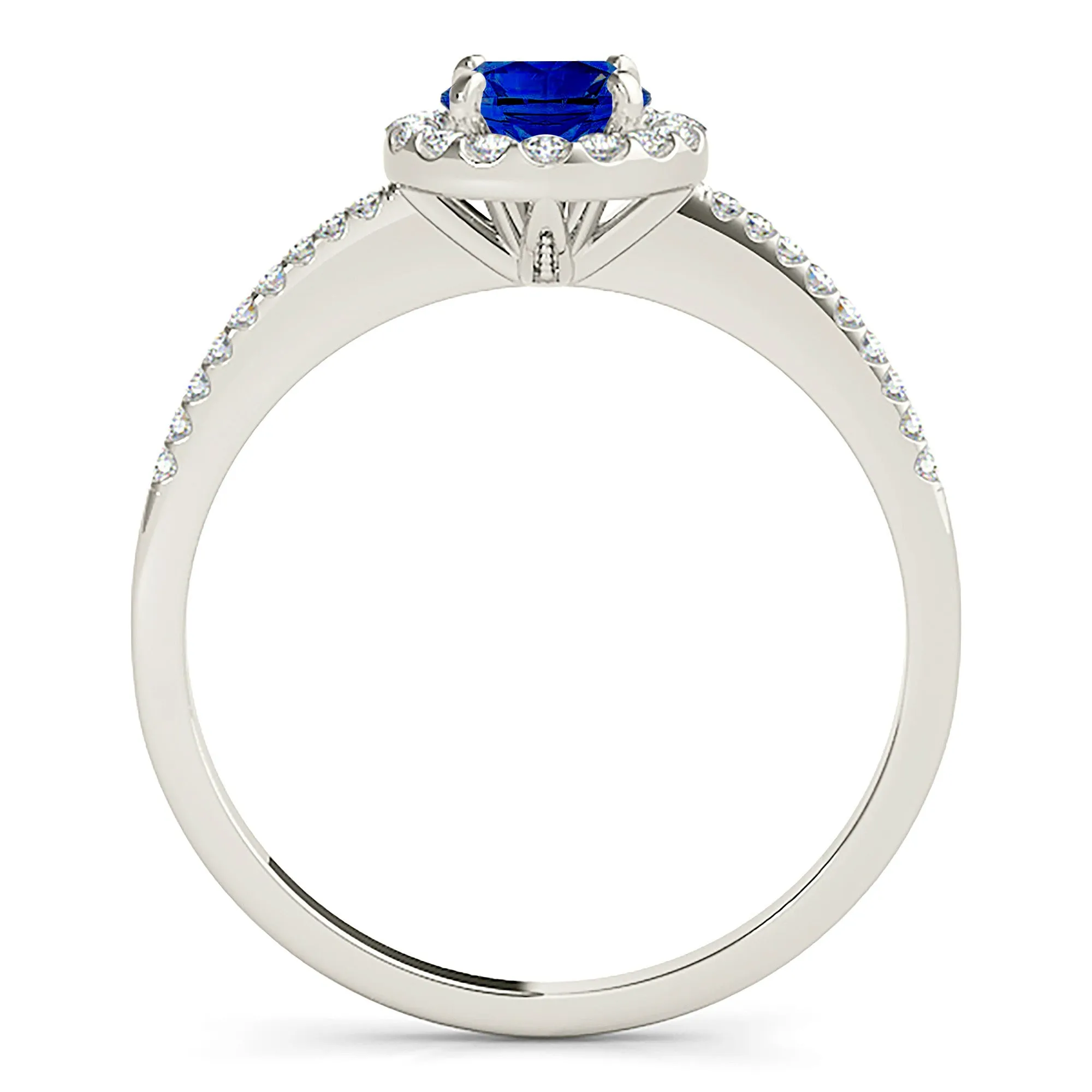 1.35 ct. Genuine Blue Sapphire Halo Ring with