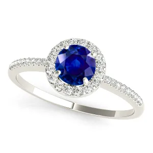 1.35 ct. Genuine Blue Sapphire Halo Ring with