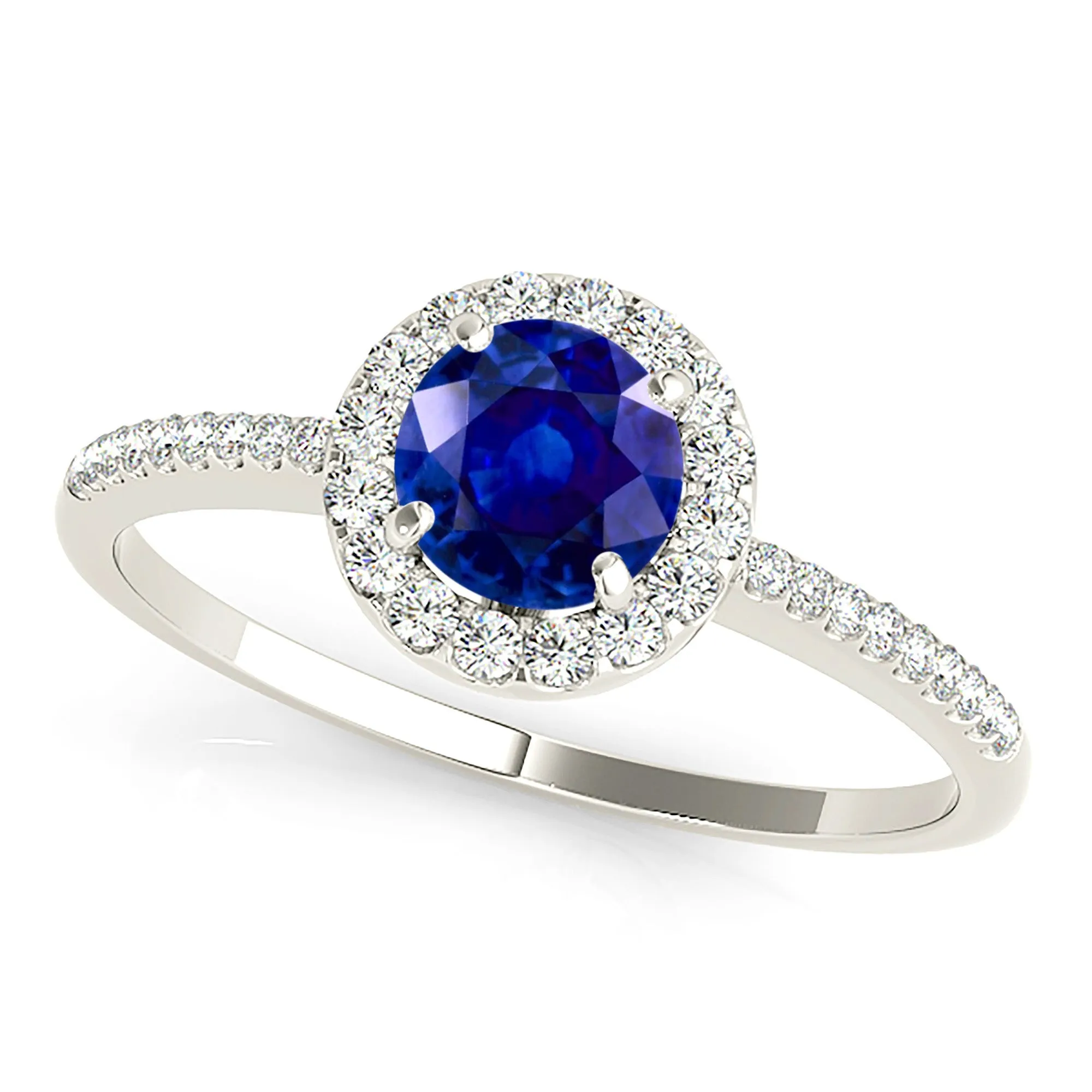 1.35 ct. Genuine Blue Sapphire Halo Ring with