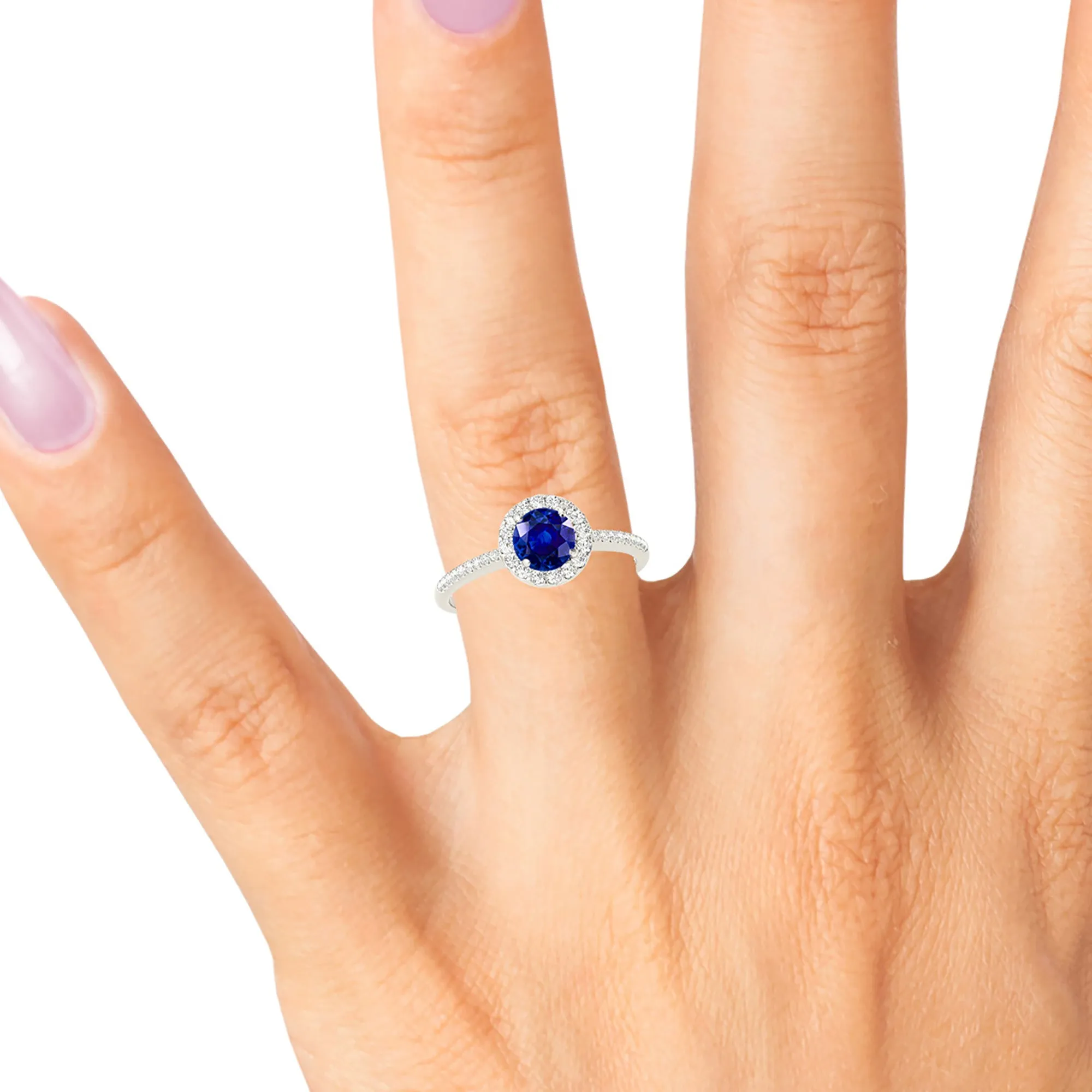 1.35 ct. Genuine Blue Sapphire Halo Ring with
