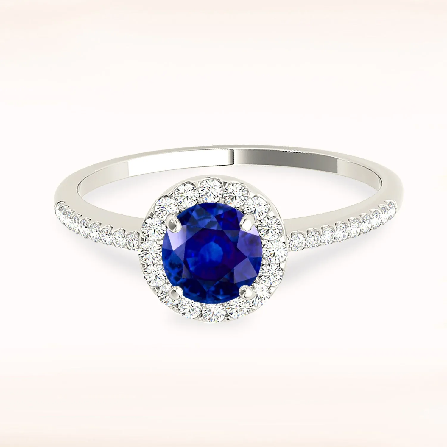 1.35 ct. Genuine Blue Sapphire Halo Ring with