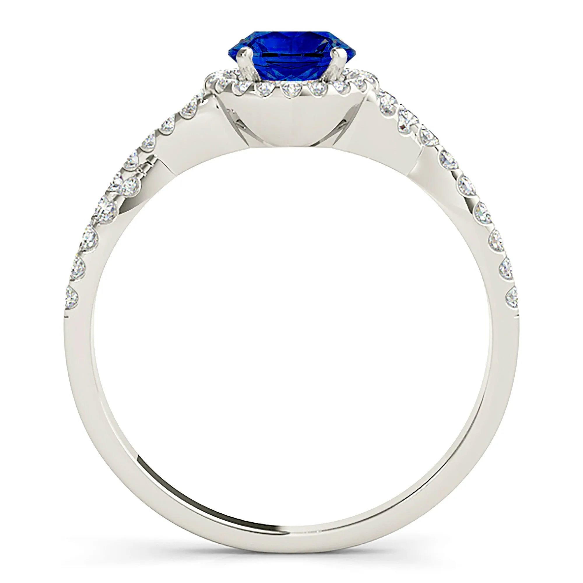 1.35 ct. Genuine Blue Sapphire Ring Halo Style