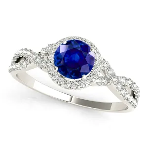 1.35 ct. Genuine Blue Sapphire Ring Halo Style