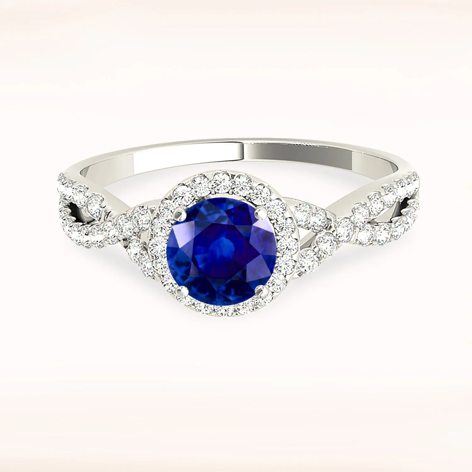 1.35 ct. Genuine Blue Sapphire Ring Halo Style