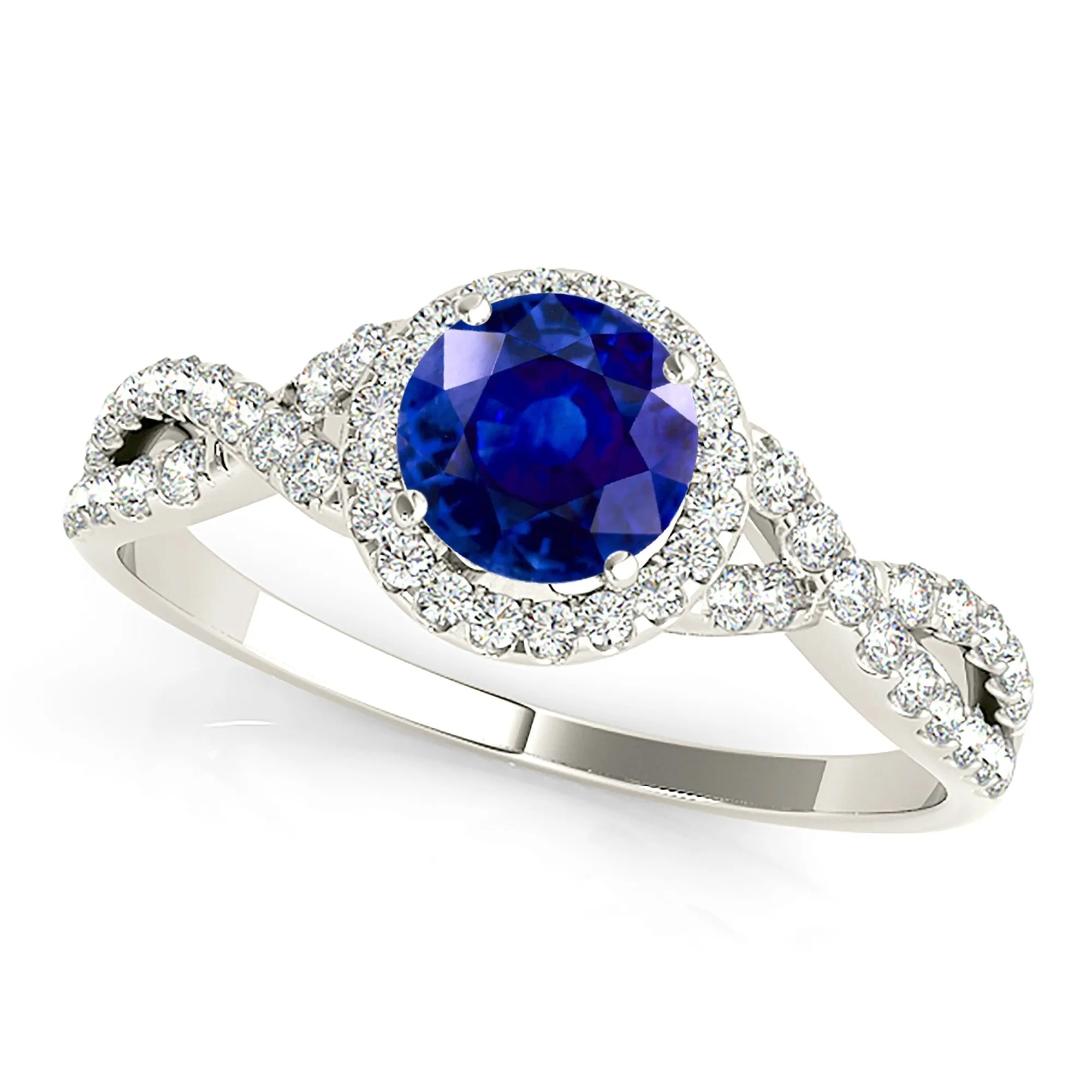 1.35 ct. Genuine Blue Sapphire Ring Halo Style