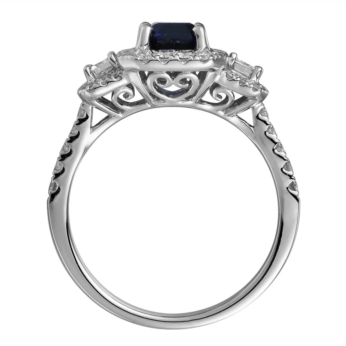 1.37ct tw Sapphire Emerald Cut Diamond Ring
