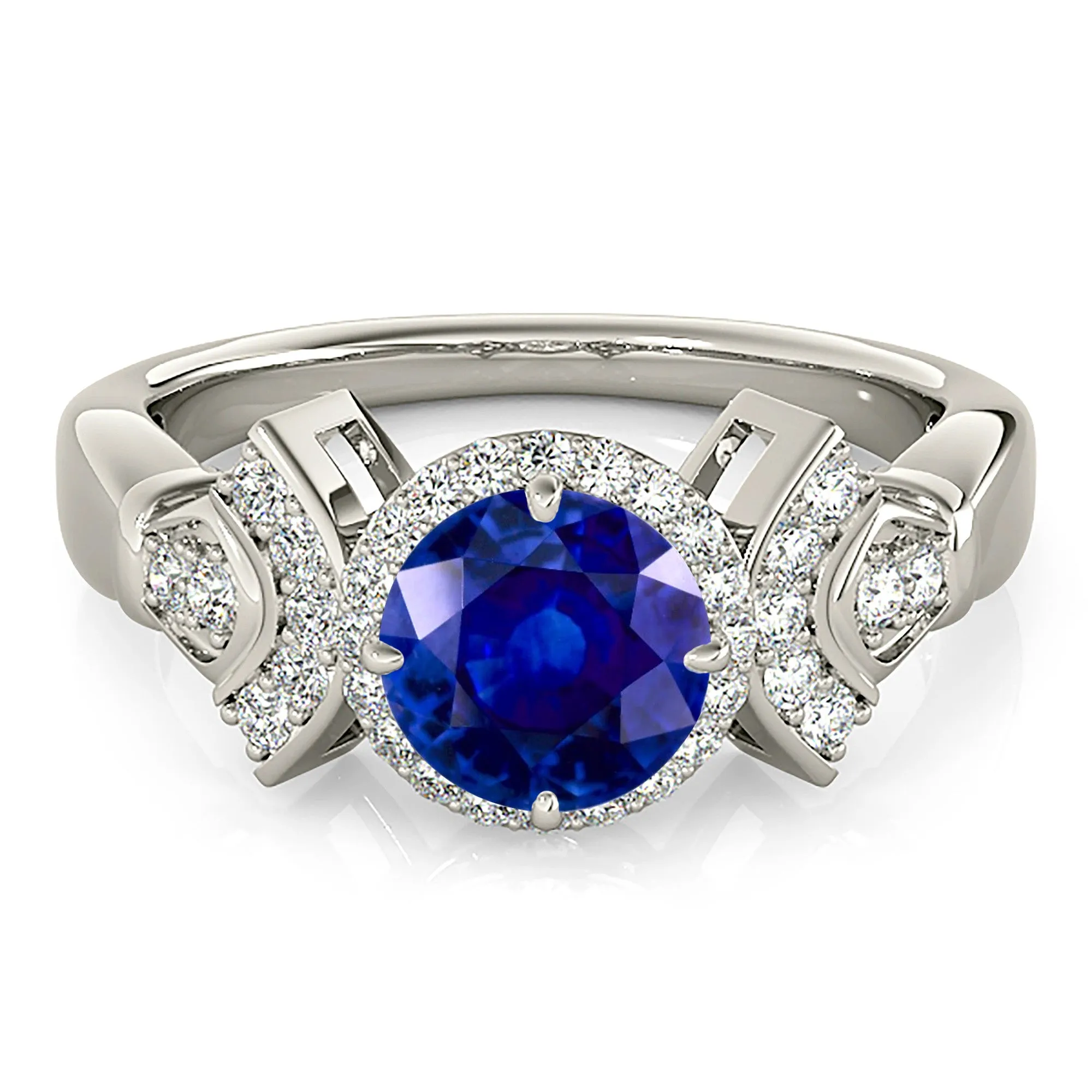 1.45 ct. Genuine Blue Sapphire Special Designed Halo Ring