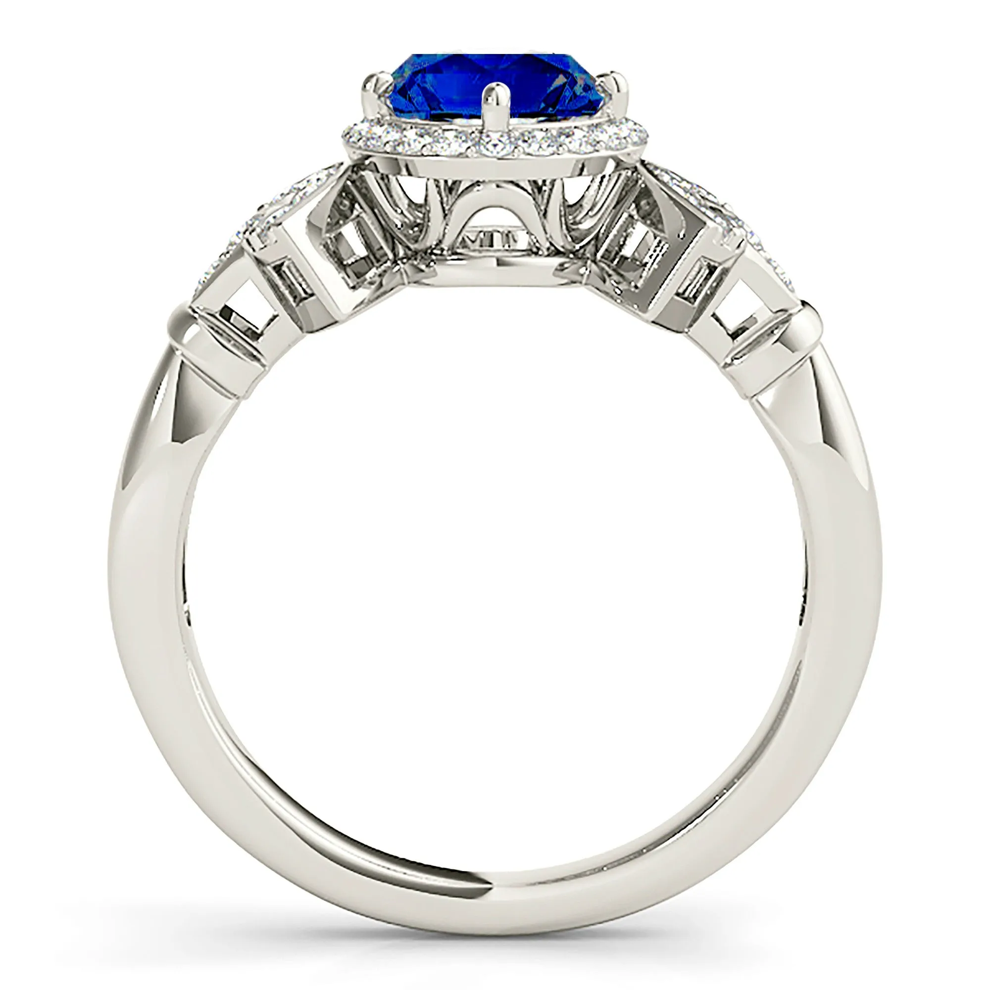 1.45 ct. Genuine Blue Sapphire Special Designed Halo Ring