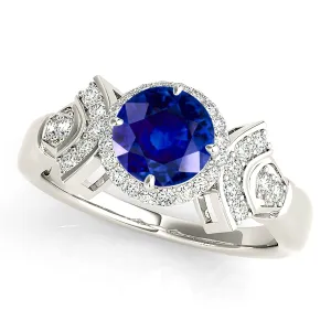 1.45 ct. Genuine Blue Sapphire Special Designed Halo Ring