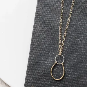 14K Gold Fill Chain, Yellow Bronze Arch, Sterling Silver Accent Necklace