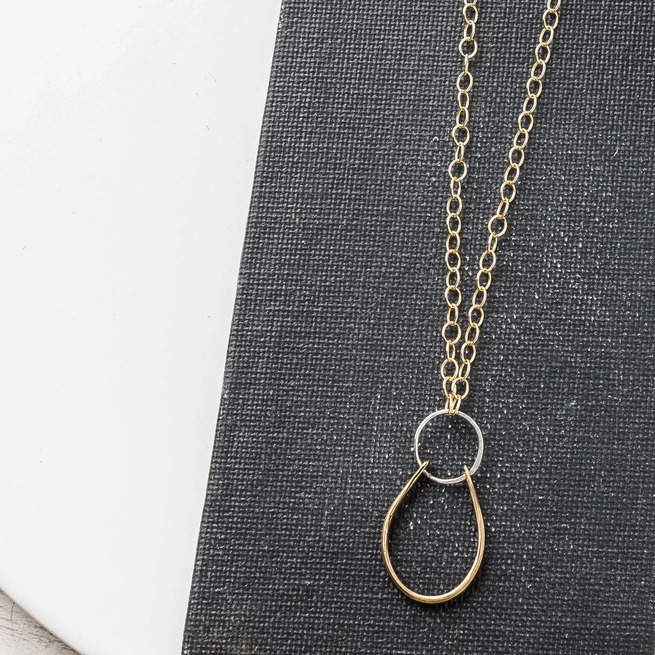 14K Gold Fill Chain, Yellow Bronze Arch, Sterling Silver Accent Necklace