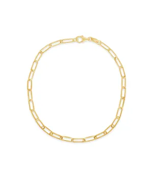 14K Gold Paperclip Chain Bracelet