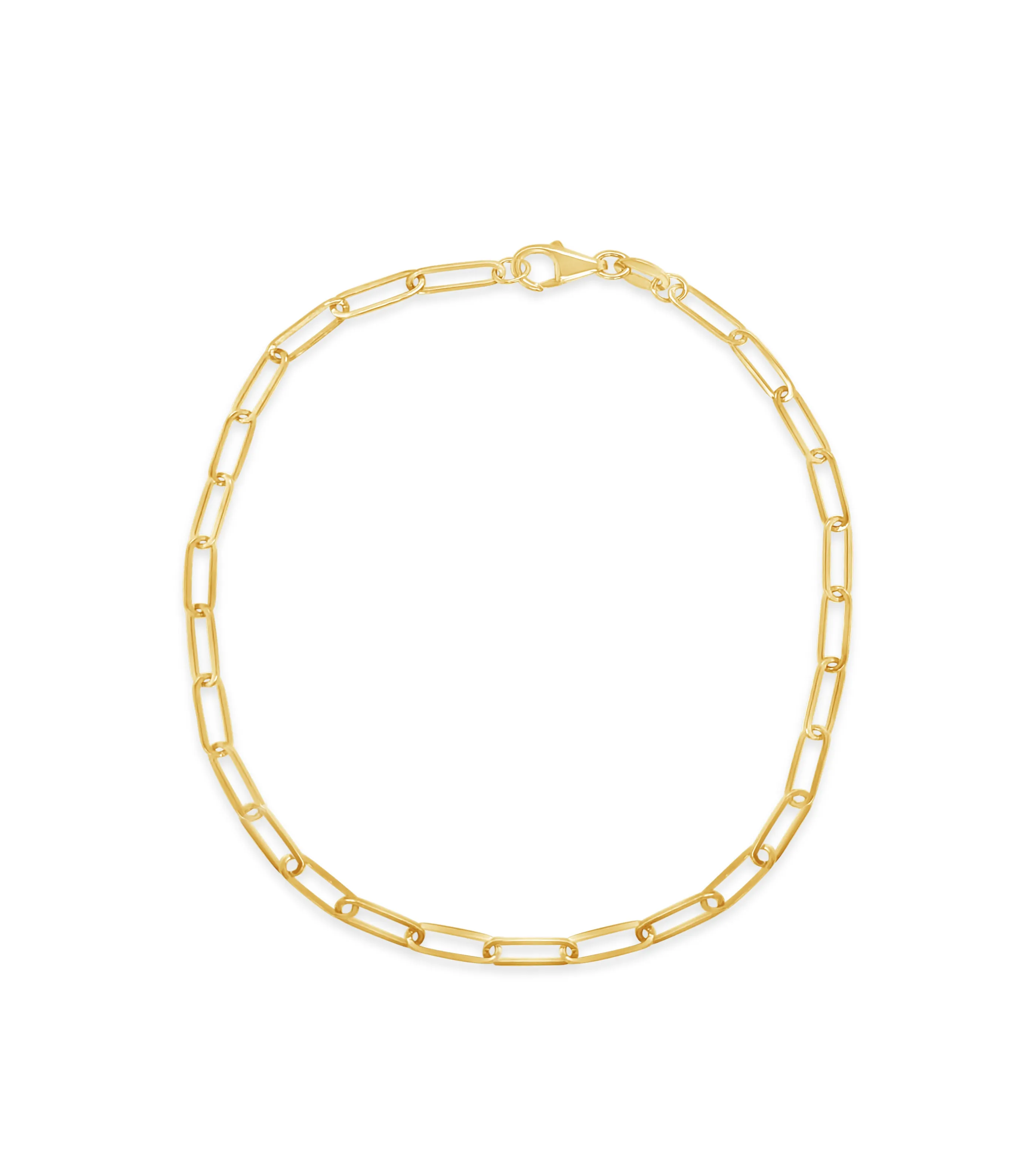14K Gold Paperclip Chain Bracelet