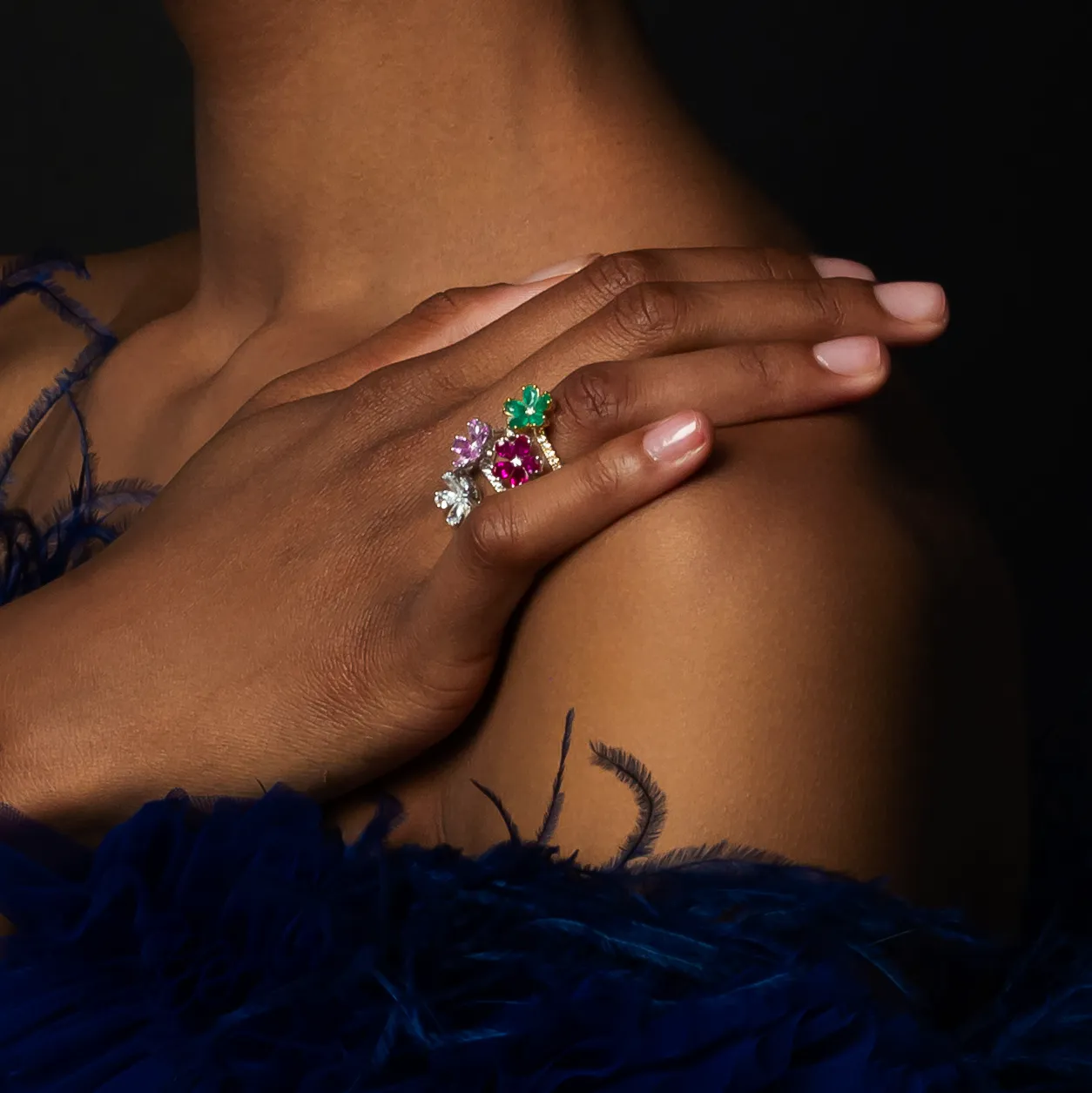 14K Gold Pink Sapphire & Lab Grown Diamond Flower Ring
