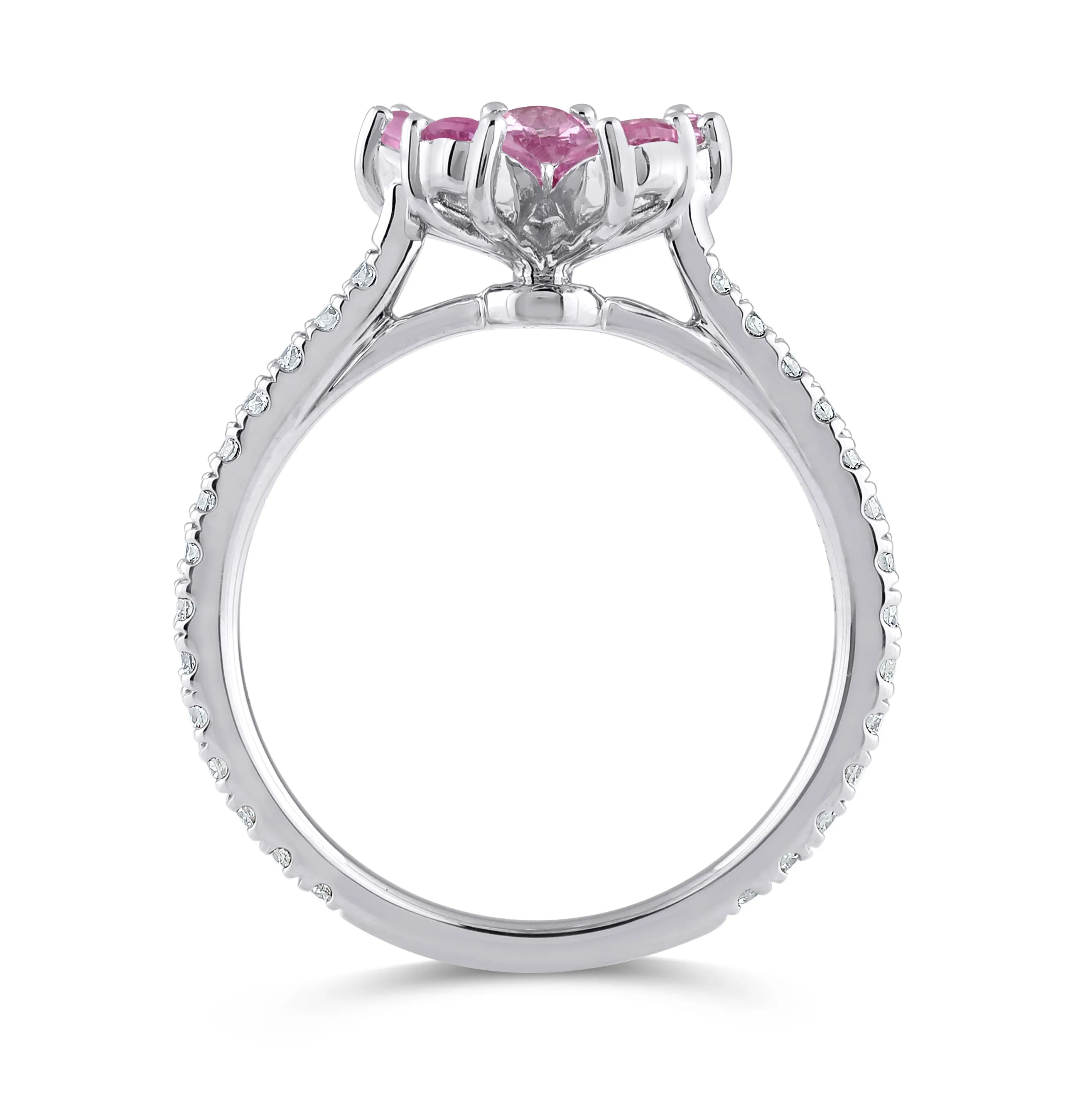 14K Gold Pink Sapphire & Lab Grown Diamond Flower Ring