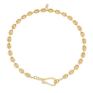 14K Puffy Mariner Hook   Loop Cable Necklace