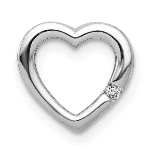 14k White Gold .01ct. Diamond Heart Chain Slide Pendant