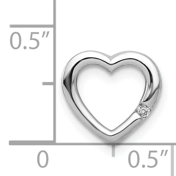 14k White Gold .01ct. Diamond Heart Chain Slide Pendant