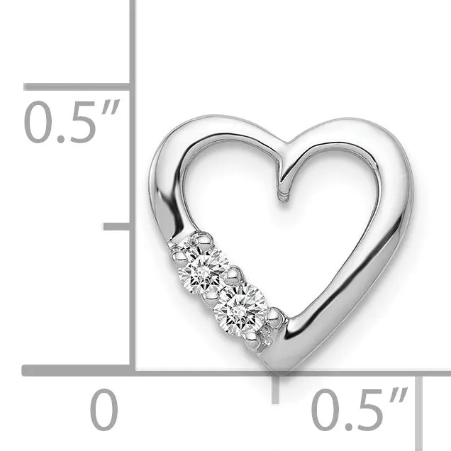 14k White Gold 1/10ct. Diamond Heart Chain Slide Pendant