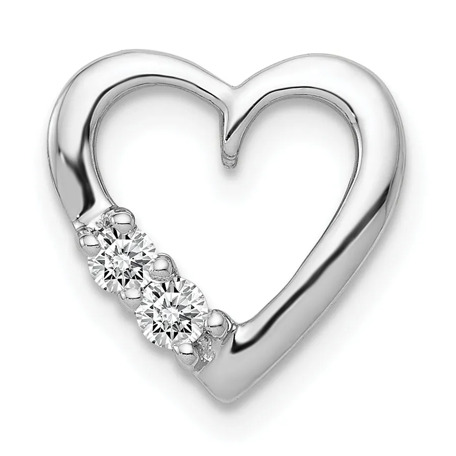 14k White Gold 1/10ct. Diamond Heart Chain Slide Pendant