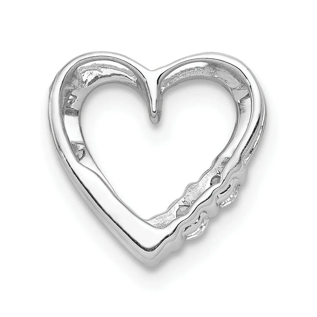 14k White Gold 1/10ct. Diamond Heart Chain Slide Pendant