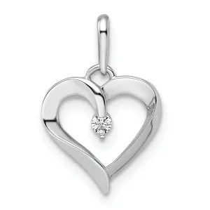 14k White Gold C.Z Heart Design Pendant