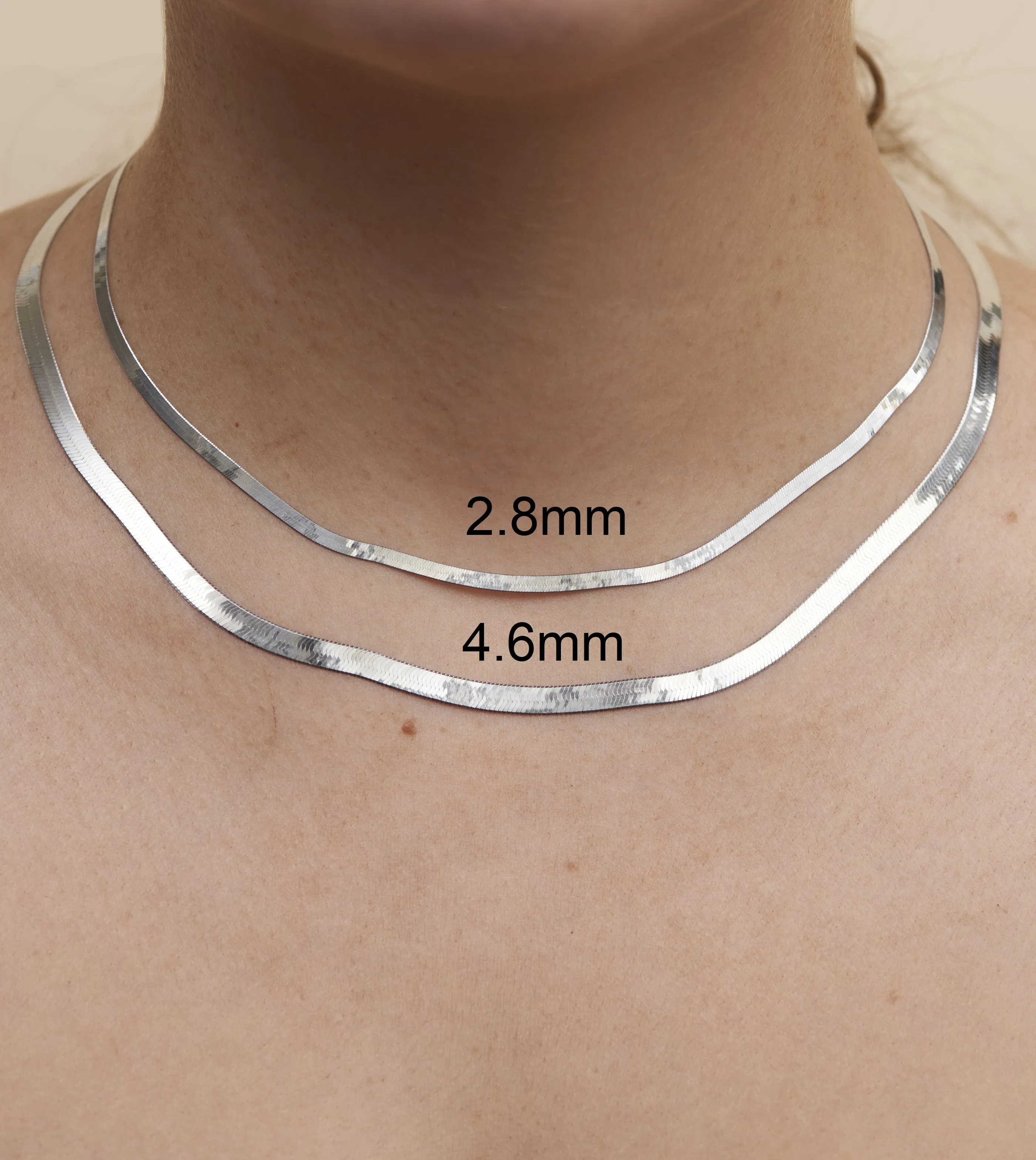 14k White Gold Herringbone Chain Necklace