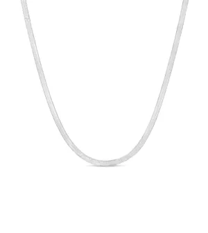 14k White Gold Herringbone Chain Necklace