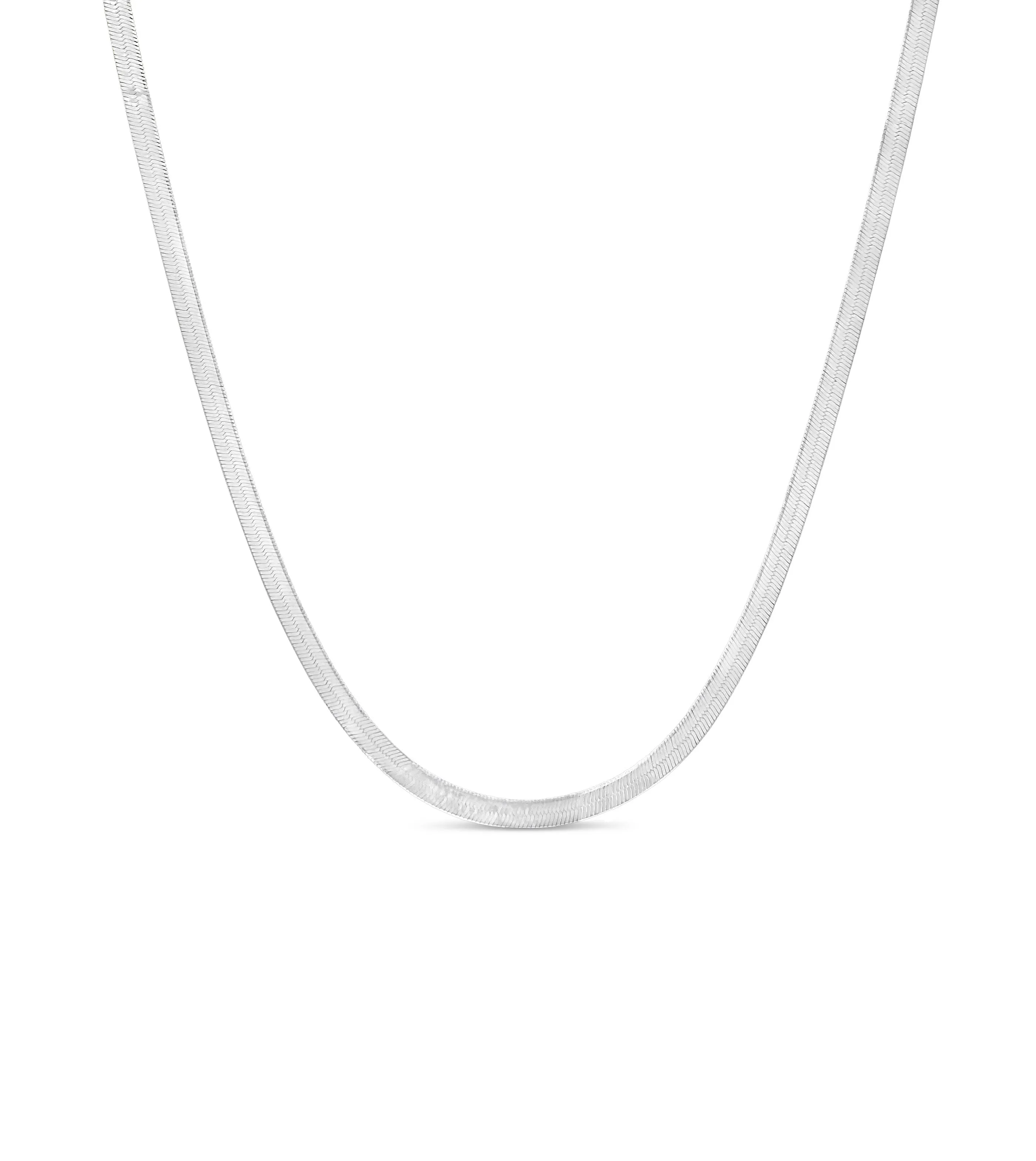 14k White Gold Herringbone Chain Necklace