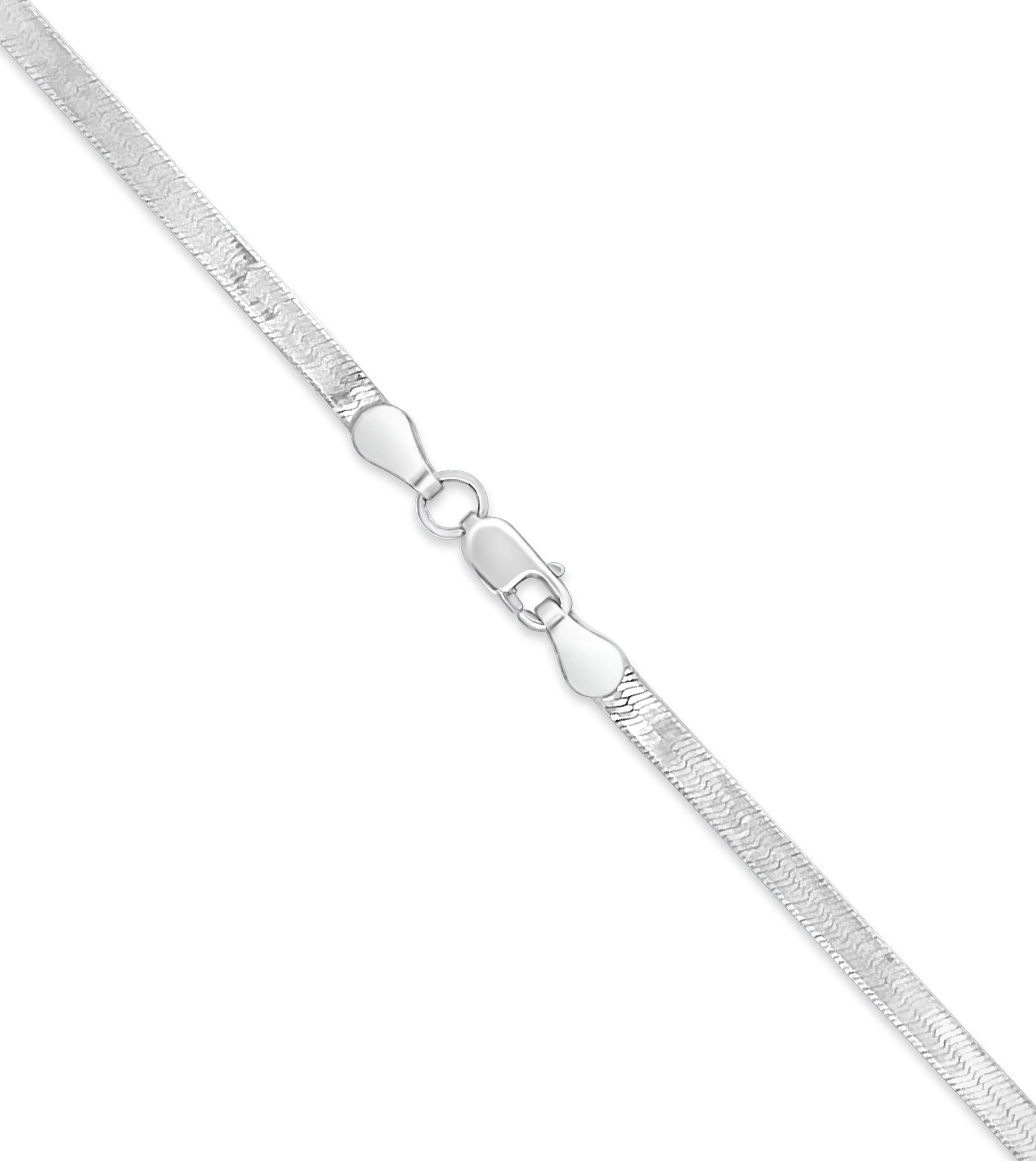 14k White Gold Herringbone Chain Necklace