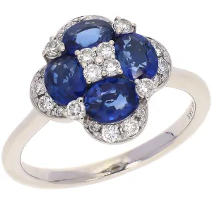 14K White Gold Sapphire and Diamond Ring