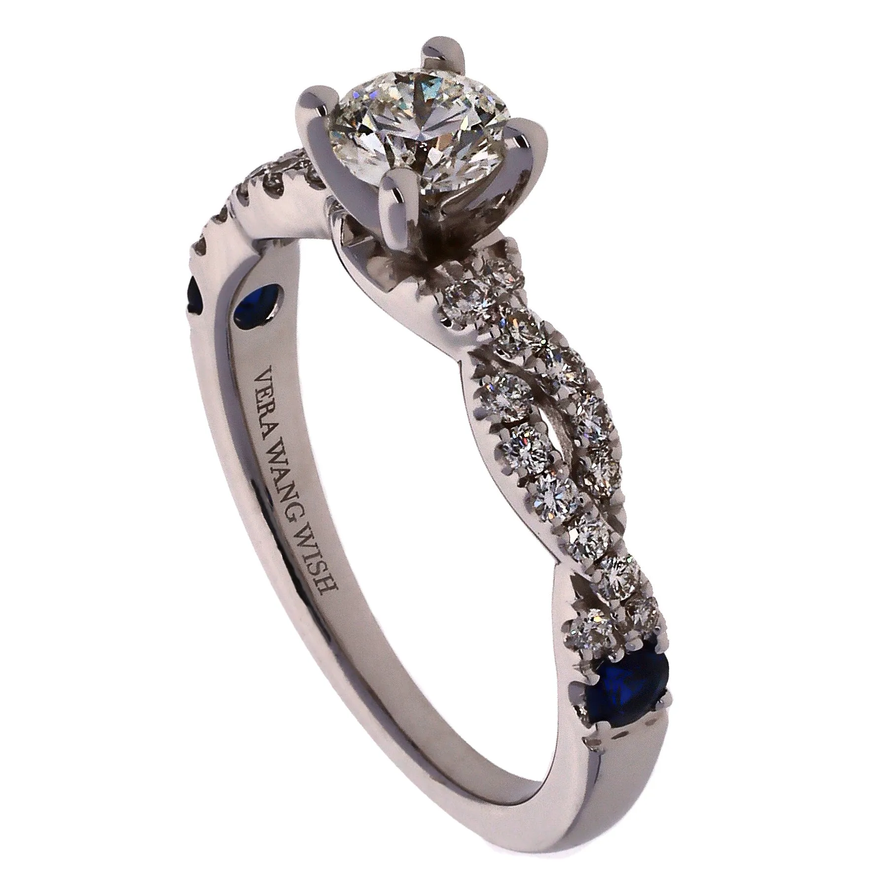 14K White Gold Vera Wang Diamond and Sapphire Engagement Ring