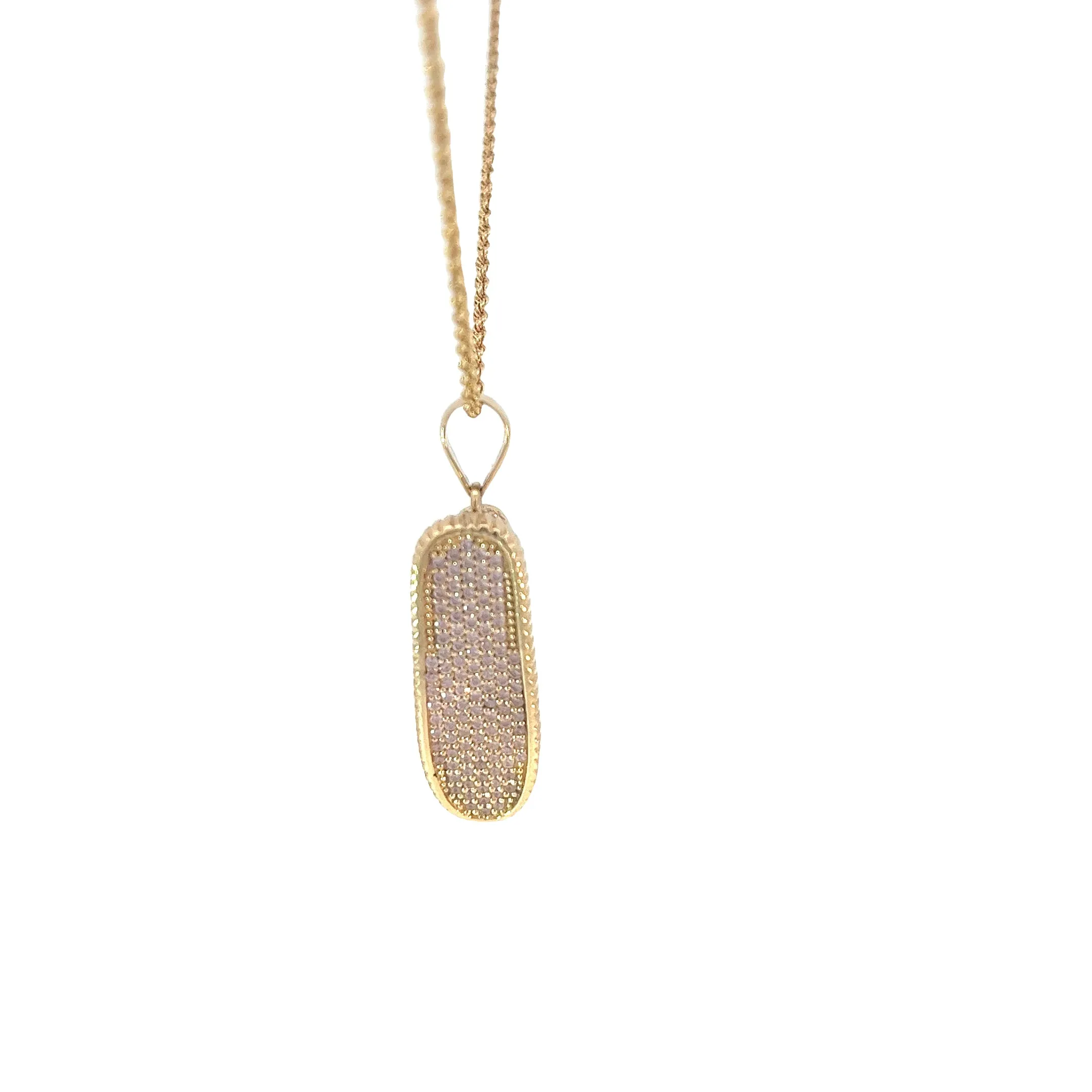 14k Yellow Gold 2.00ct Round Pink Sapphire Sneaker Necklace