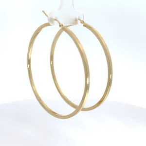 14k Yellow Gold 2mm Square Tube Hoop Earring
