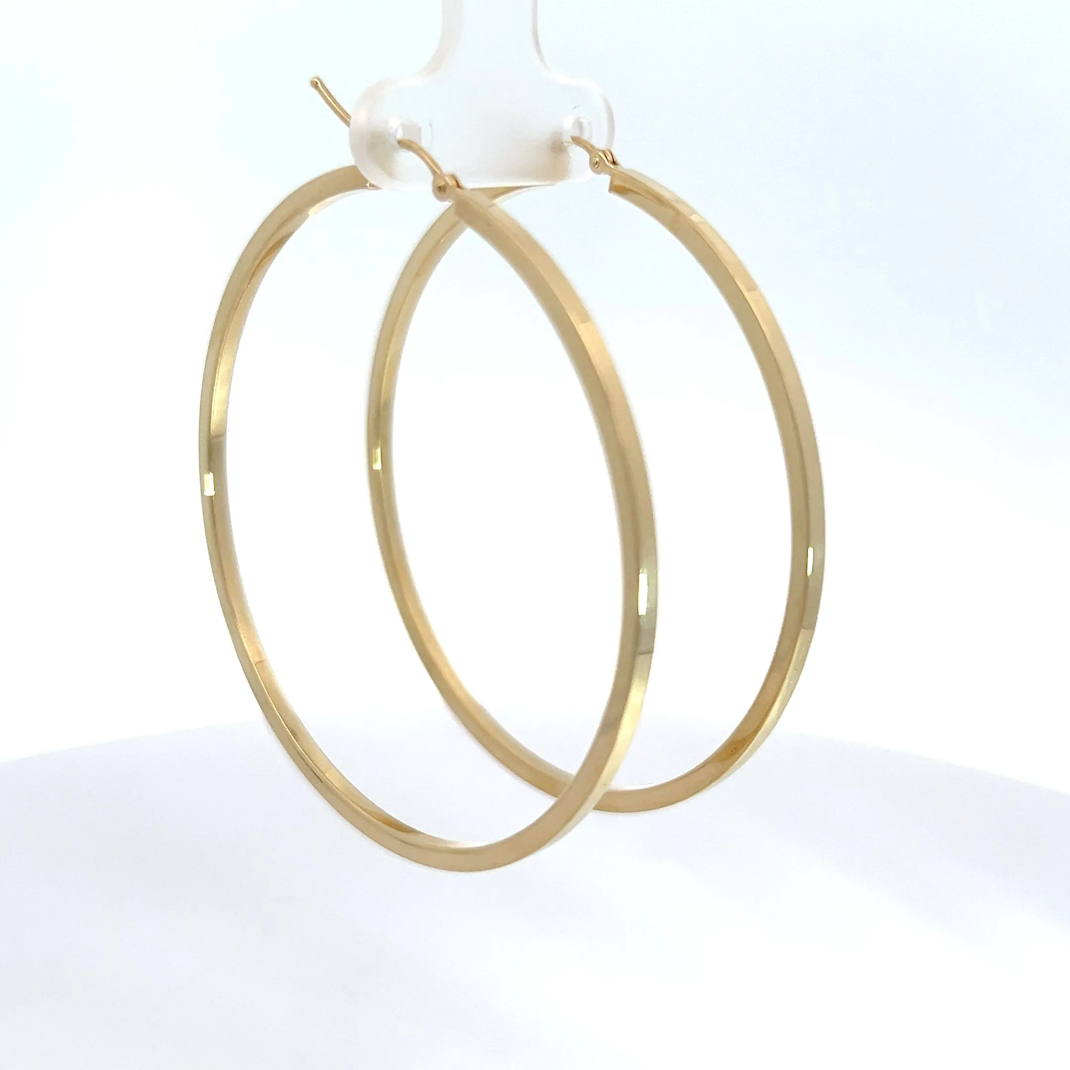 14k Yellow Gold 2mm Square Tube Hoop Earring