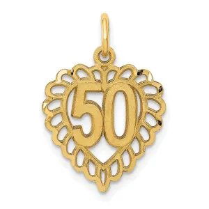 14k Yellow Gold 50 in Heart Charm Pendant