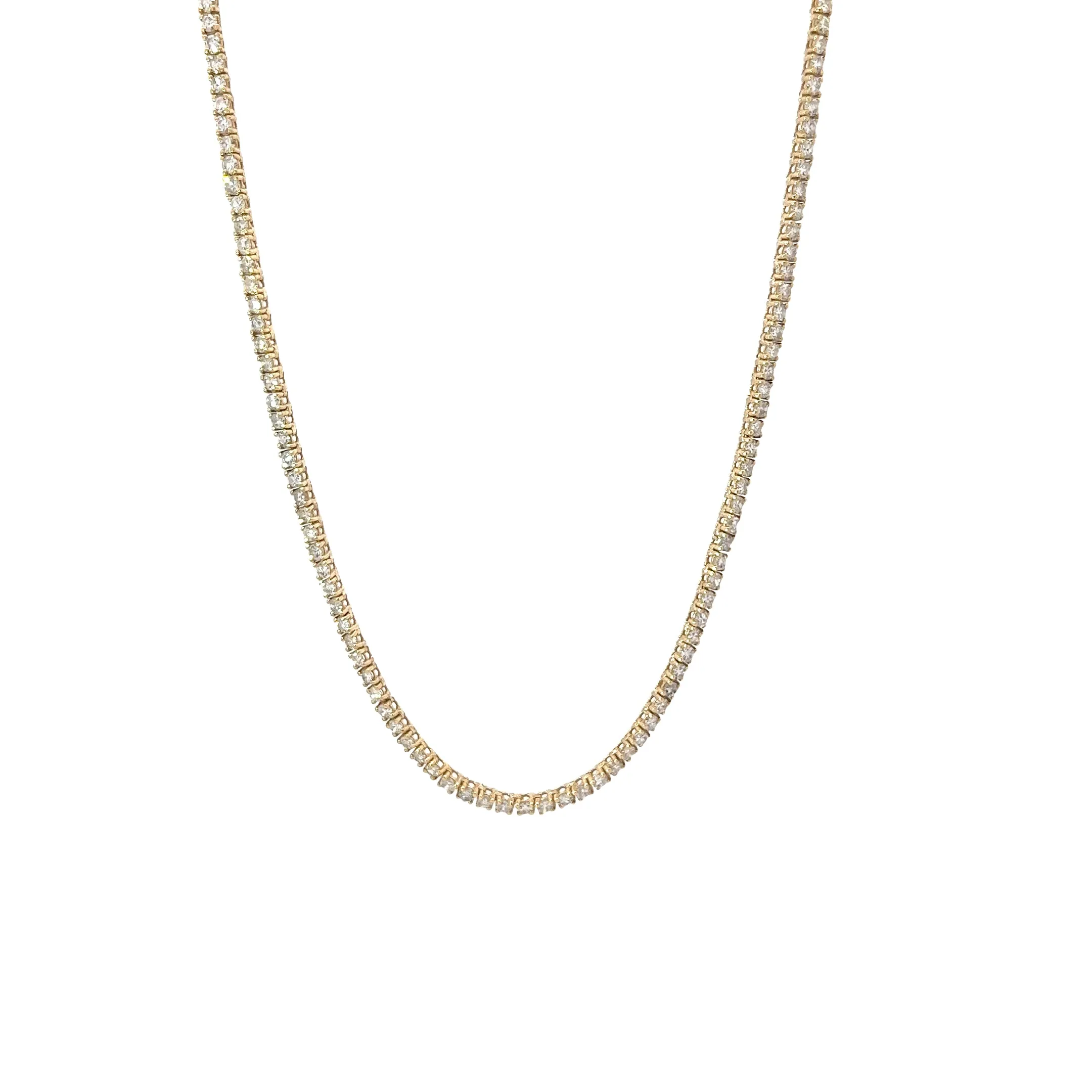 14k Yellow Gold Diamond Tennis Necklace