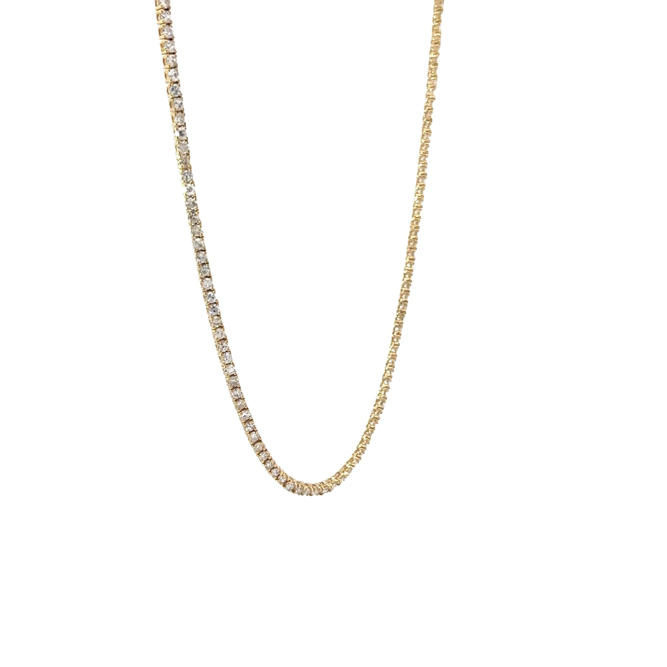 14k Yellow Gold Diamond Tennis Necklace