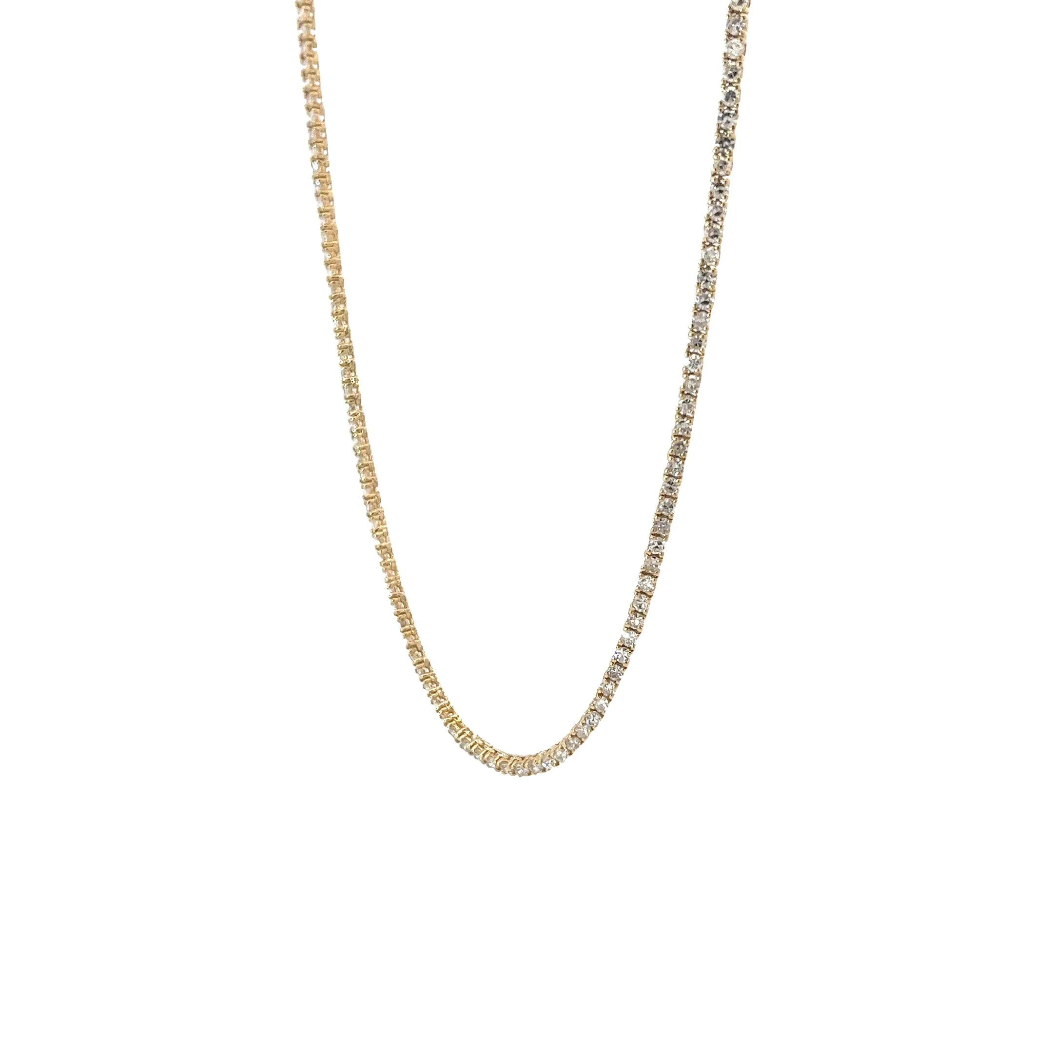 14k Yellow Gold Diamond Tennis Necklace